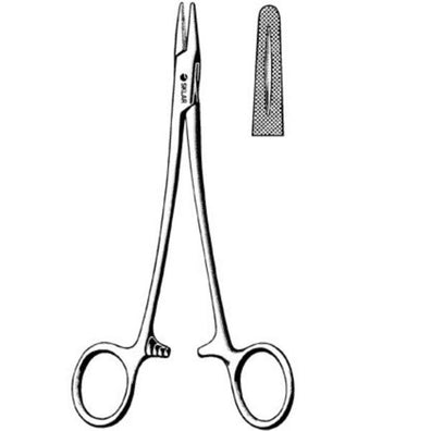 Holder Needle Mayo-Hegar 9" Cross Serrated w/Groove Straight Stainless Steel Ea